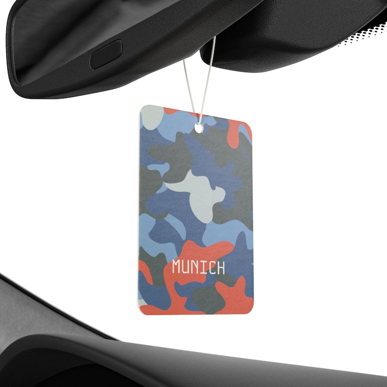 Munich Camouflage Scented Car Air Freshener for BMW Fans -- Pine, New Car, and Black Ice scent image 1