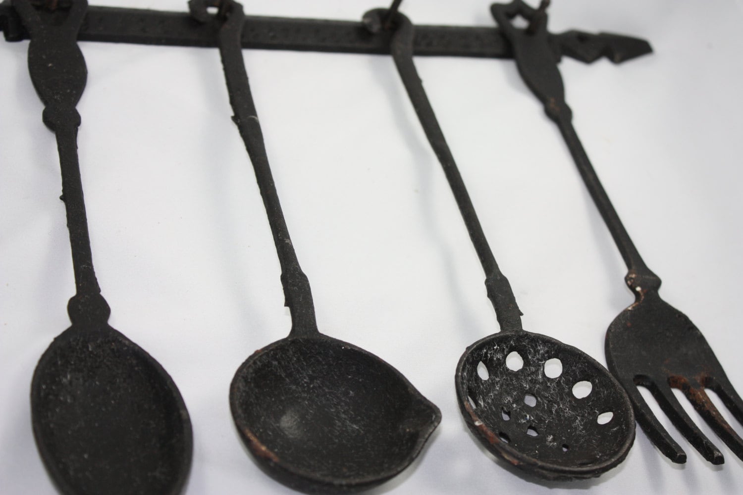 Vintage Old Cast Iron Kitchen Utensils 2 Ladles Spoon Fork Etsy