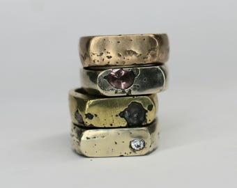 The Royal signet sandcast Made to Order rustic elegant ring with gemstone