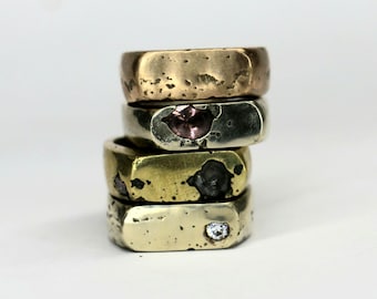 The Royal signet sandcast | organic rustic  ring with texture and gemstone