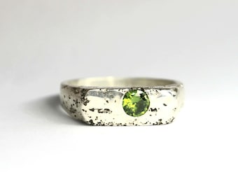 The Royal stirling Silver signet sandcast gemstone ring size 10