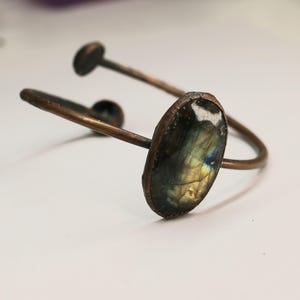Adjustable Labradorite Cuff Bangle: Electroformed Copper Jewelry