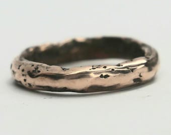 Molten Stacker Copper Sandcast band rustic elegant stacking ring