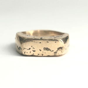 Copper signet sandcast rustic ring
