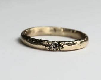 Sandcast Bronze Ring: Rustic Elegant Band, Size 6.5