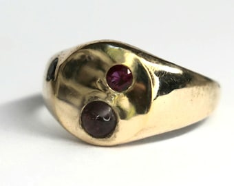 Lunaris Signet sandcast gem ring size 6.5