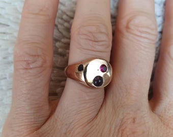 Lunaris Signet sandcast gem ring size 6.5