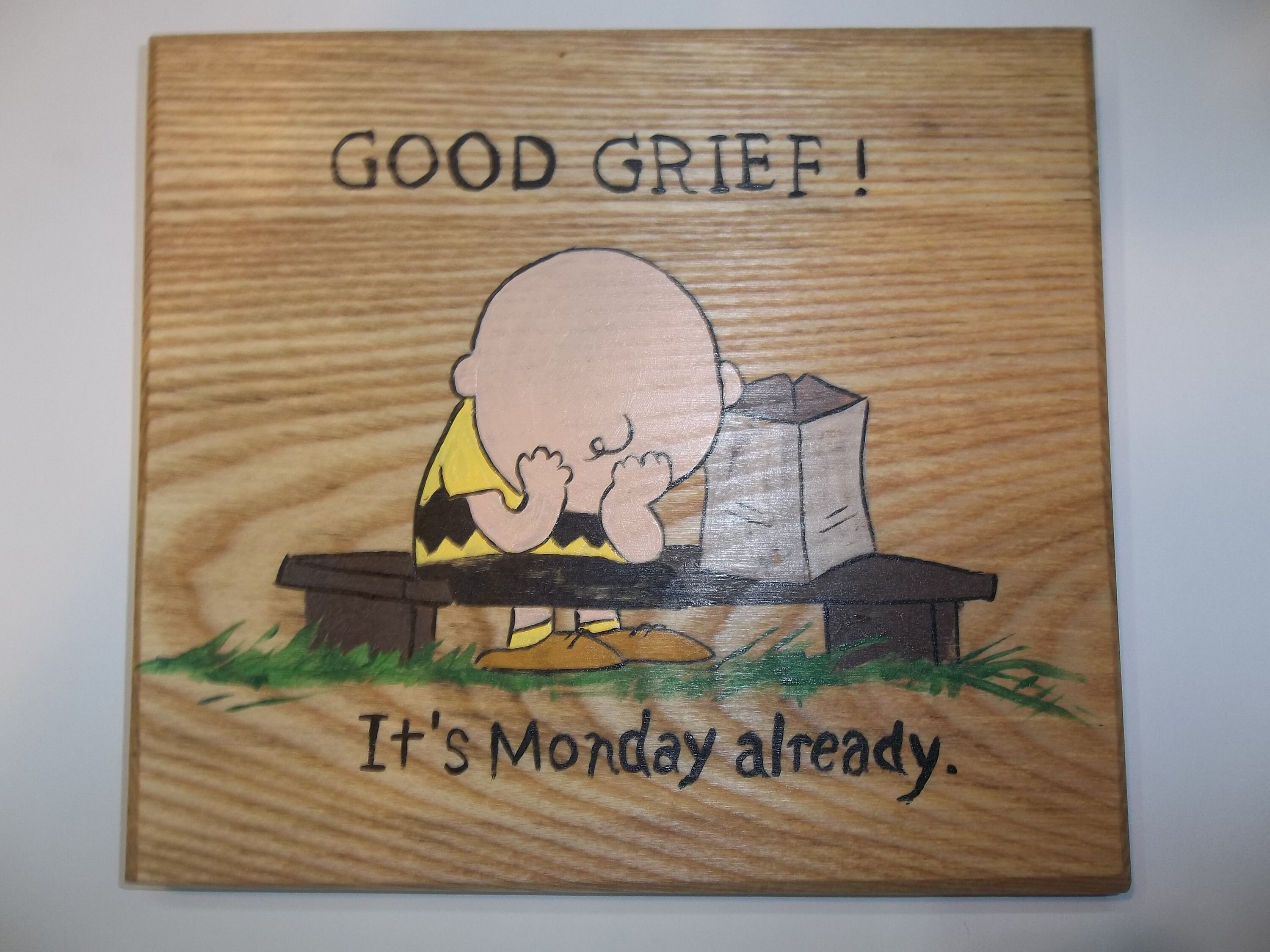 Charlie Brown Hardwood Sign Good Grief It S Monday Etsy Charlie Brown Hardwood Sign Good Grief It S Monday Etsy