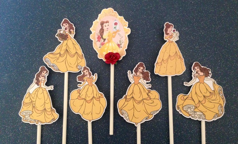Belle cupcake toppers belle cake toppers beauty and the | Etsy