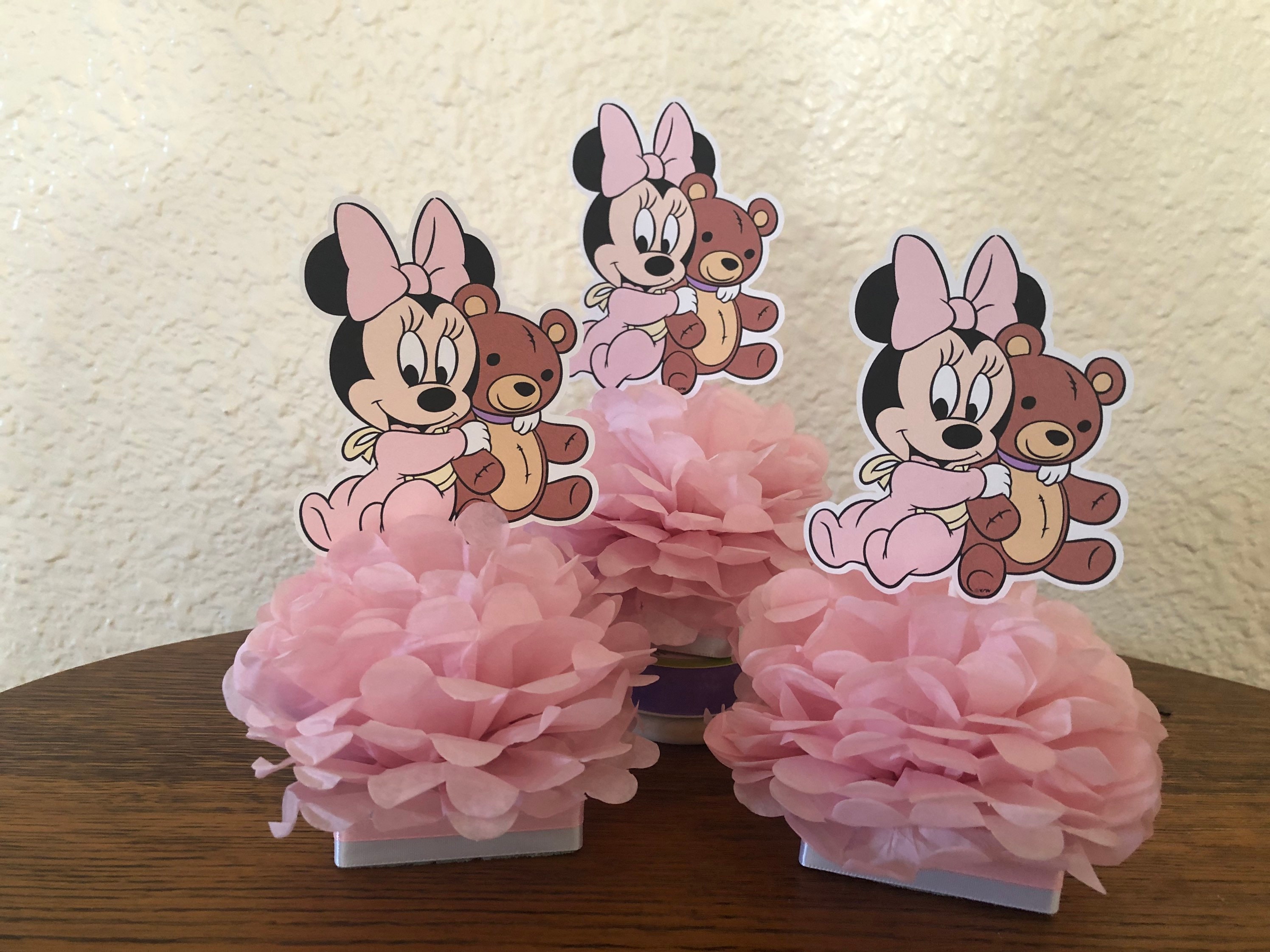 Centro de mesa de Minnie Mouse bebé: Decoración para fiesta de osito de  peluche, image size:2992x2244