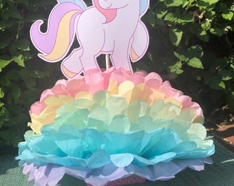 Pastel Rainbow Unicorn Centerpiece: Girls Birthday Party Decoration