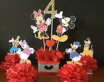 Mickey and Minnie Mouse Party Centerpiece: Glitter Card Stock Decorations