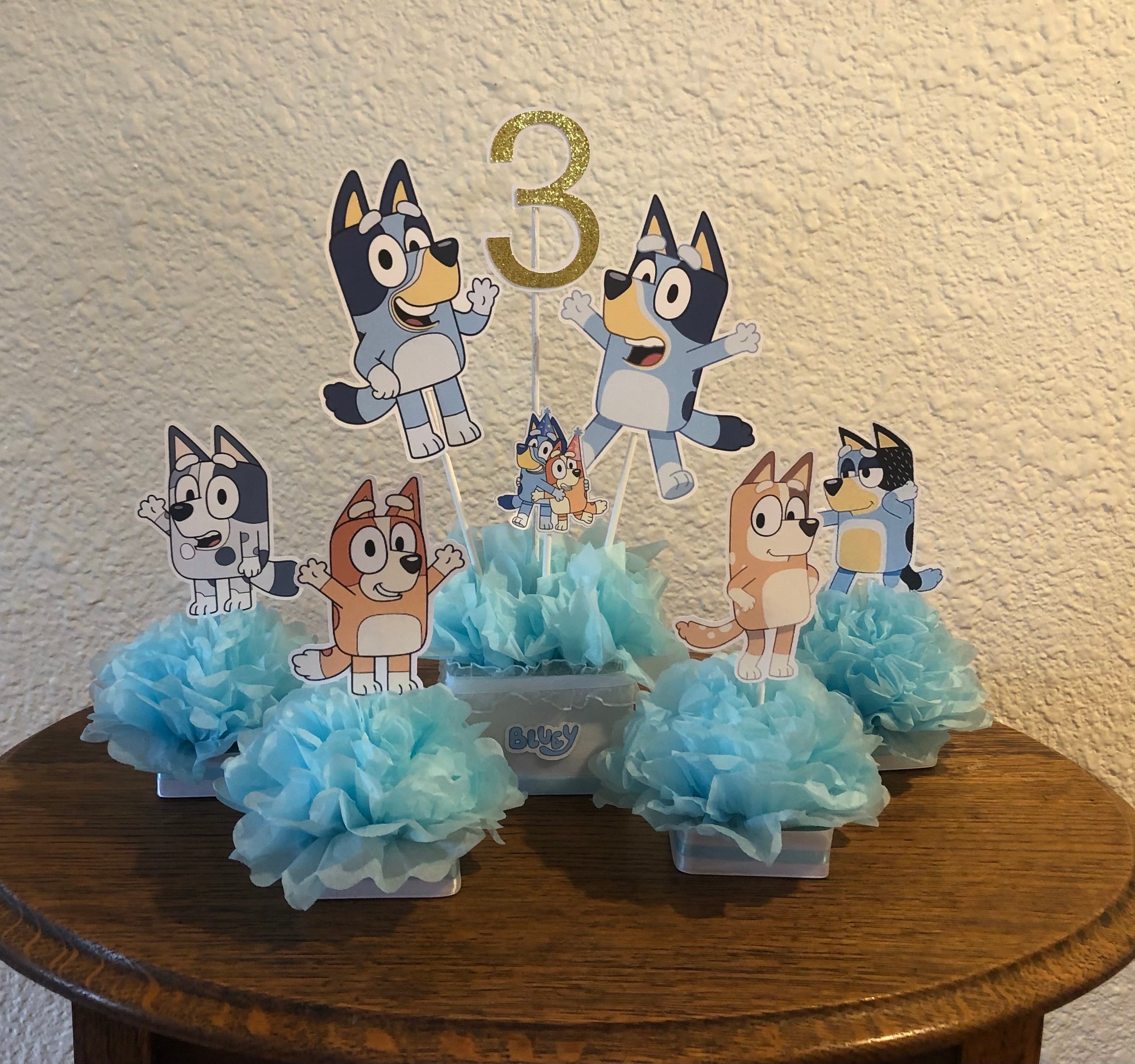 Bluey Tissue Flower Centerpiece
