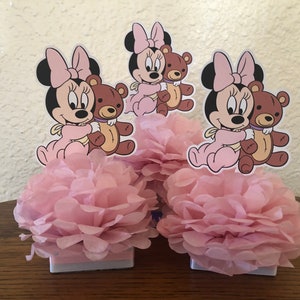Minnie mouse with teddy bear, Minnie centerpieces, Minnie decoration, Minnie party