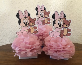 Baby Minnie Mouse Centerpiece: Teddy Bear Party Decoration