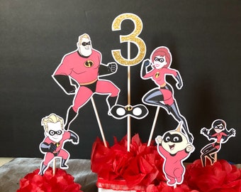 Incredible centerpiece, incredible party, incredible  decoration, boys birthday  party, centerpiece  for incredible, centerpiece ,