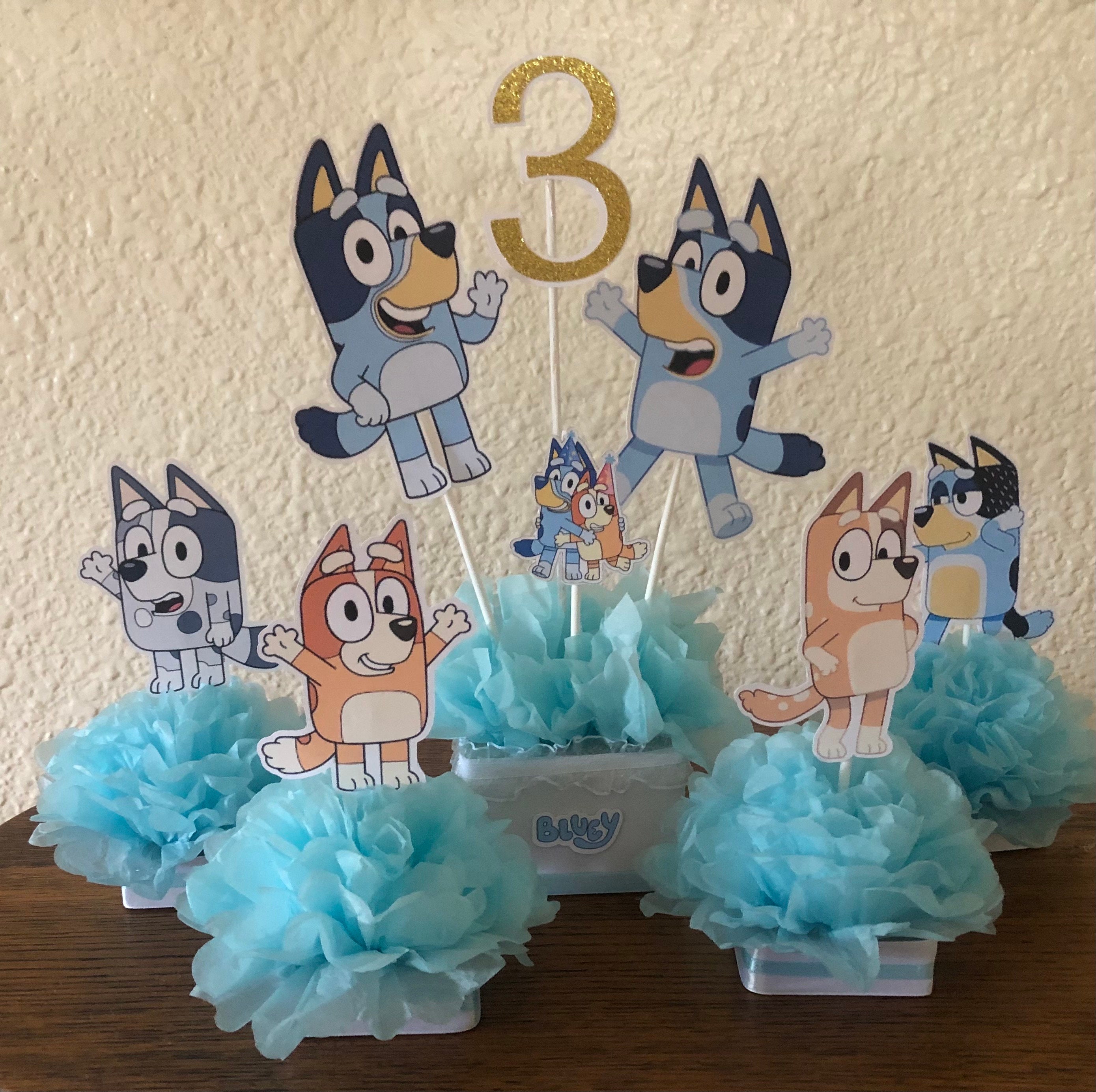 Bluey Tissue Flower Centerpiece
