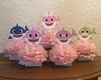 baby shark party, baby shark shower, girl baby shower, girls birthday  party, baby shark decorations,baby shark minni centerpiece