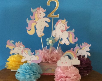 Unicorn Birthday Party Centerpiece: Hand-Cut Cardstock Decoration