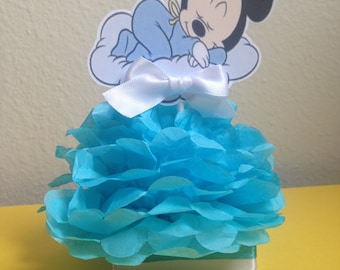 Baby Mickey Mouse Centerpiece: Blue Tissue Paper Party Decoration