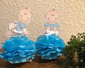 Baby Boy Shower Centerpieces: Blue Flower Decorations