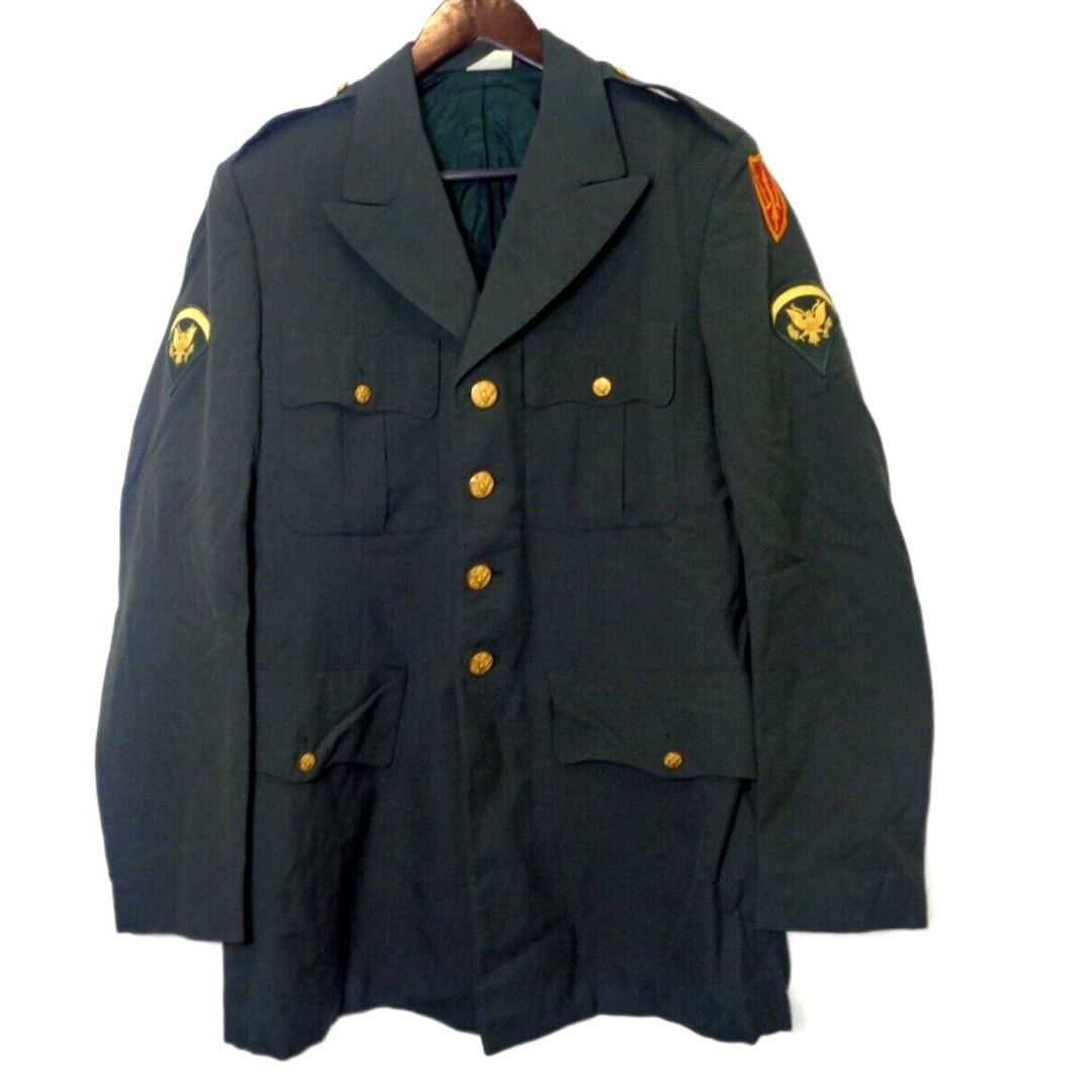 U.S Army Military Green Coat Wool Blazer Sz 39L Mens Jacket Uniform Etsy