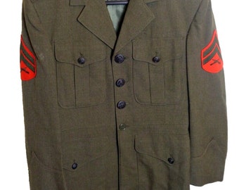 Marines USMC Green Military Sz 35S Mens Dress Service Wool Uniform Jacket