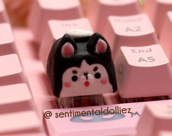 Husky Dog Artisan Keycap – Schattige puppy keycap voor mechanisch toetsenbord, kawaii-toetsenbordaccessoire, gamercadeau, bureauaccessoires - cadeaus voor gamers