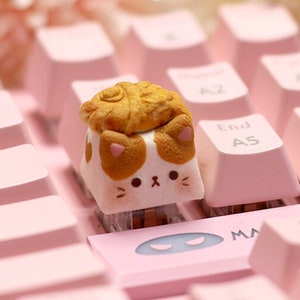 Taiyaki Orange Cat - white and orange cat - Kawaii Cat - Artisan Key Cap - cute keycaps - keyboard accessories