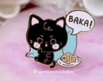 Kawaii Katze Emaille Pin: Baka Angry Kitty, vergoldet