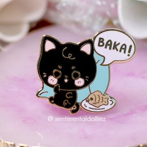 cat pin, kawaii cat enamel pin, cute kitty hard enamel pin, pastel cat pin, angry cat pin, baka cat pin