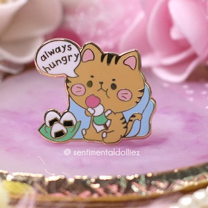 Emaille pin Kawaii Cat: Foodie Kitty, verguld