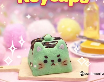 Mint Chocolate Cat Artisan Keycap – Cute Kitty Dessert Keycap, Kawaii Keyboard Keycap, Mechanical Keyboard Accessory, Gamer Gift, Desk Decor
