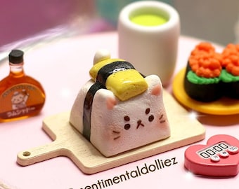 Kawaii white sushi Cat - tamago sushi Artisan Key Cap - keycaps - keyboard accessories - cute keycap