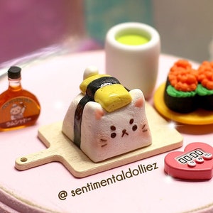 Kawaii Sushi Cat Artisan Keycap - Handmade Polymer Clay Keyboard Accessory