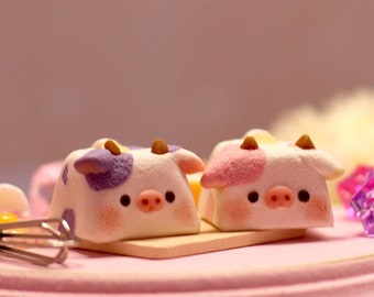 Pastel Cow Artisan Keycap – Cute Kawaii Cow Keycap, Animal Keycap for Mechanical Keyboard, Keyboard Accessory, desk accessories