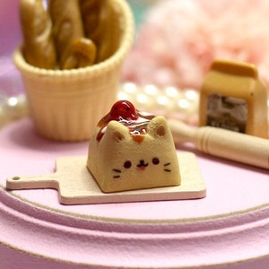 Takoyaki Cat with cute squid keycap - Artisan Key Cap - cute keycap - kawaii keycaps