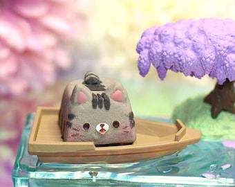 cute artisan cat keycaps - Gray Tabby Cat Keycap:Kawaii Artisan Keyboard -fidget keycaps- fidget toys - fidget keyboard - fidget keychains