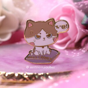 cat pin, kawaii cat enamel pin, cute kitty hard enamel pin, pastel cat pin, angry cat pin, moody kitty pin