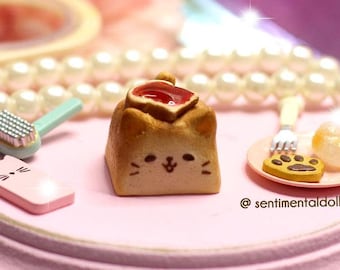 Bread Cat Keycap Cute Jelly Toast Cat Artisan Keycap Kawaii Bakery Cat Keycap Mechanical Keyboard Keycap Cute Desk Deco - desk accessories