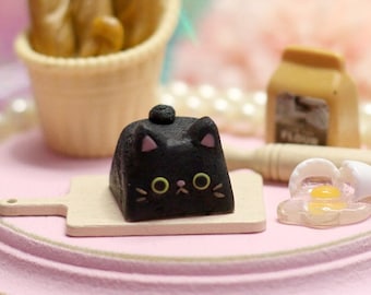 Kawaii Black Cat - Artisan Key Cap - keycaps - keyboard accessories - cute keycap