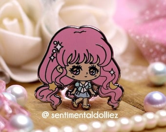 Pin de esmalte Chibi Fashionista: Chica estrellada kawaii