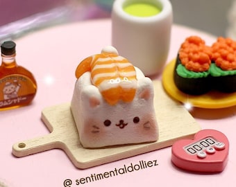 Kawaii white sushi Cat - ebi nigiri Artisan Key Cap - keycaps - keyboard accessories - cute keycap