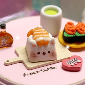 Kawaii white sushi Cat - ebi nigiri Artisan Key Cap - keycaps - keyboard accessories - cute keycap