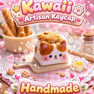 cute cat artisan keycaps - Taiyaki Cat Artisan Keycap - cute keycap - cat keycap- kawaii artisan keycaps -keyboard accessories