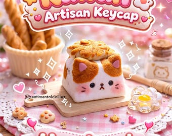 cute cat artisan keycaps - Taiyaki Cat Artisan Keycap - cute keycap - cat keycap- cherry mx keycap- kawaii artisan keycaps - pastel keycaps