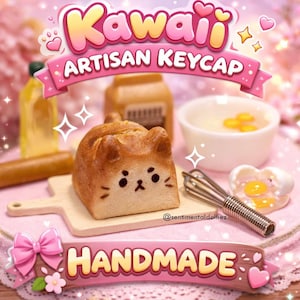 Cute Cat Bread Loaf Cat Artisan Keycap -Kawaii Bread Baguette Key Cap-keycaps for gaming keyboard- cute cat keycap - desk accessories -VER 1
