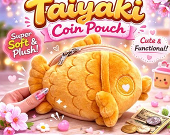 Kawaii Taiyaki Coin Pouch | Cute Fish Plush Coin Purse | Japanese Dessert Wallet | Keychain Pouch | Pastel Aesthetic Gift