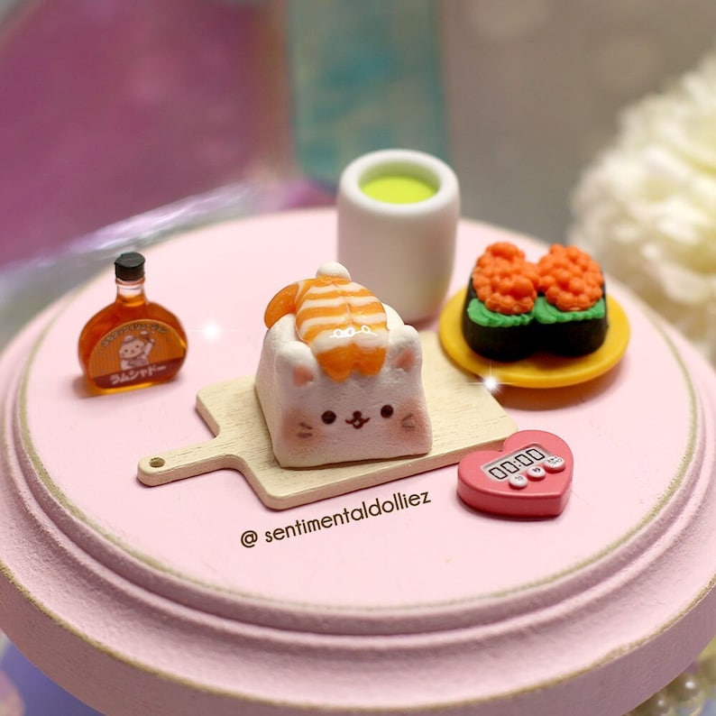 Sushi Cat Keycap Söt hantverksmässig Keycap Ebi Nigiri Cat Keycap Kawaii tangentbordstillbehör - tangentbordskapslar - spelpresenter - skrivbordstillbehör bild 2