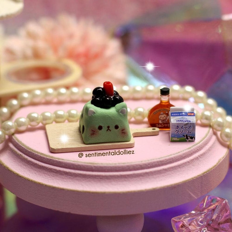 matcha green cat artisan key cap